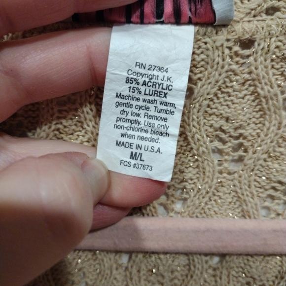 Avon Style Vintage Gold Sparkle Pointelle Knit Sweater Sz M/L Grandmacore Fairy - Picture 3 of 7